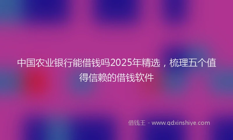 中国农业银行能借钱吗2025年精选，梳理五个值得信赖的借钱软件