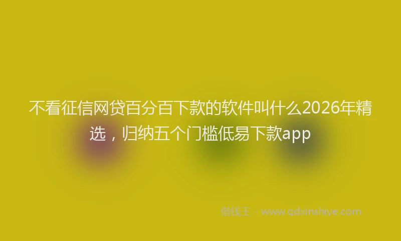不看征信网贷百分百下款的软件叫什么2026年精选，归纳五个门槛低易下款app