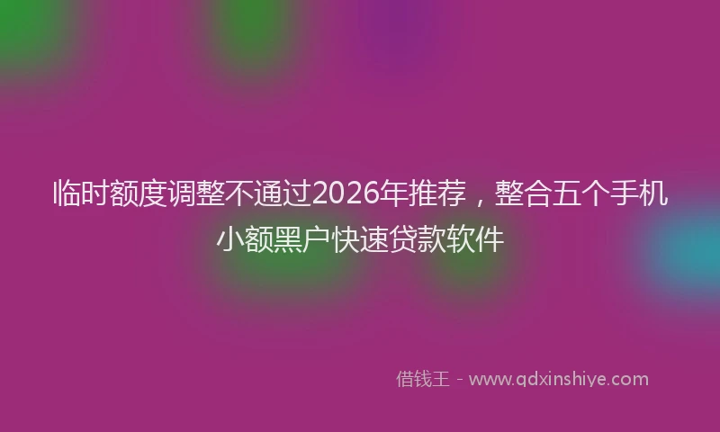 临时额度调整不通过2026年推荐，整合五个手机小额黑户快速贷款软件