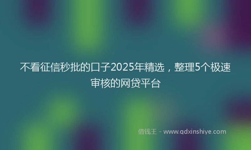 不看征信秒批的口子2025年精选，整理5个极速审核的网贷平台