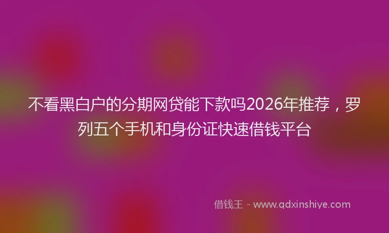 不看黑白户的分期网贷能下款吗2026年推荐,罗列五个手机和身份证快速借钱平台