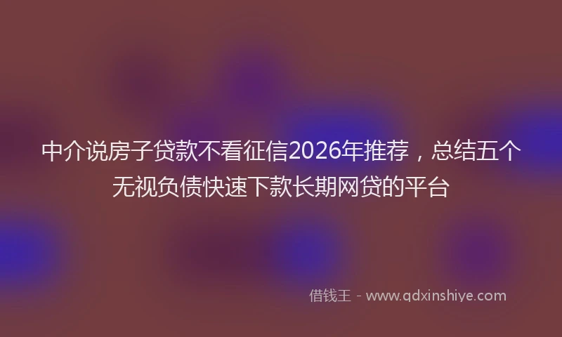 中介说房子贷款不看征信2026年推荐，总结五个无视负债快速下款长期网贷的平台