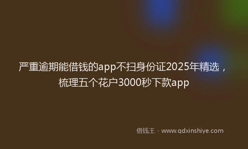 严重逾期能借钱的app不扫身份证2025年精选，梳理五个花户3000秒下款app