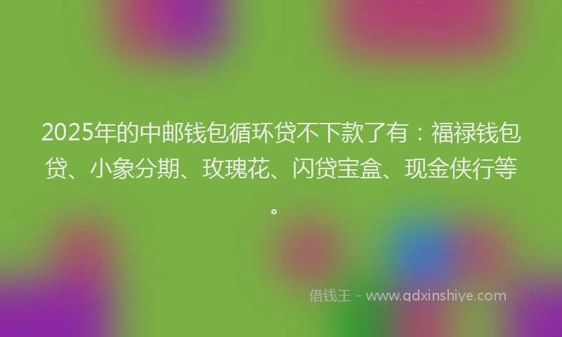 2025年的中邮钱包循环贷不下款了有：福禄钱包贷、小象分期、玫瑰花、闪贷宝盒、现金侠行等。