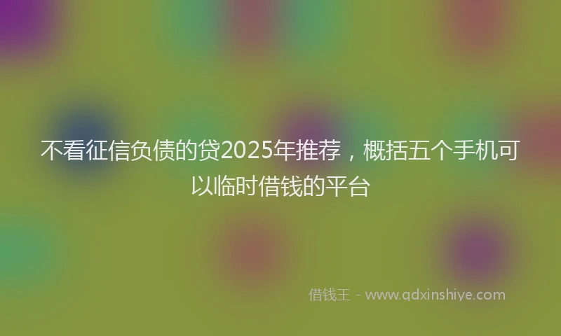 不看征信负债的贷2025年推荐,概括五个手机可以临时借钱的平台