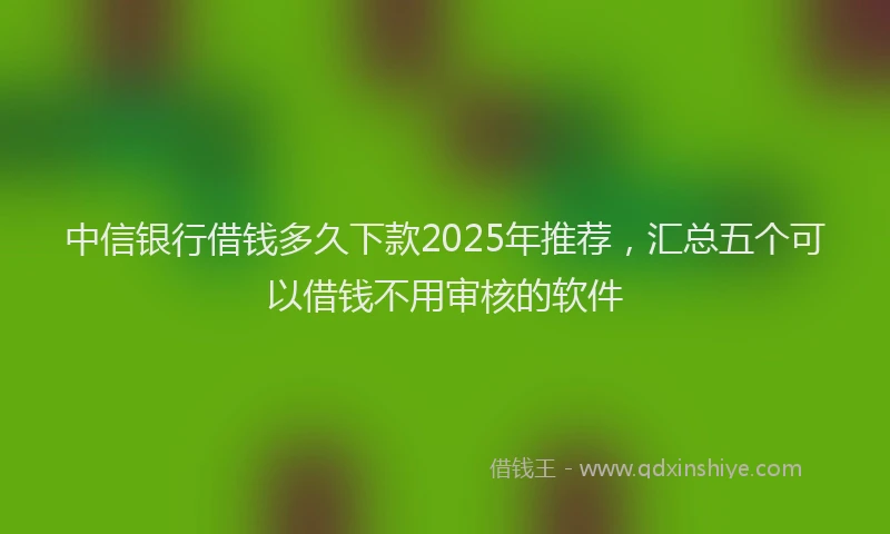 中信银行借钱多久下款2025年推荐，汇总五个可以借钱不用审核的软件