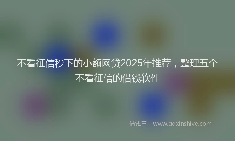 不看征信秒下的小额网贷2025年推荐，整理五个不看征信的借钱软件