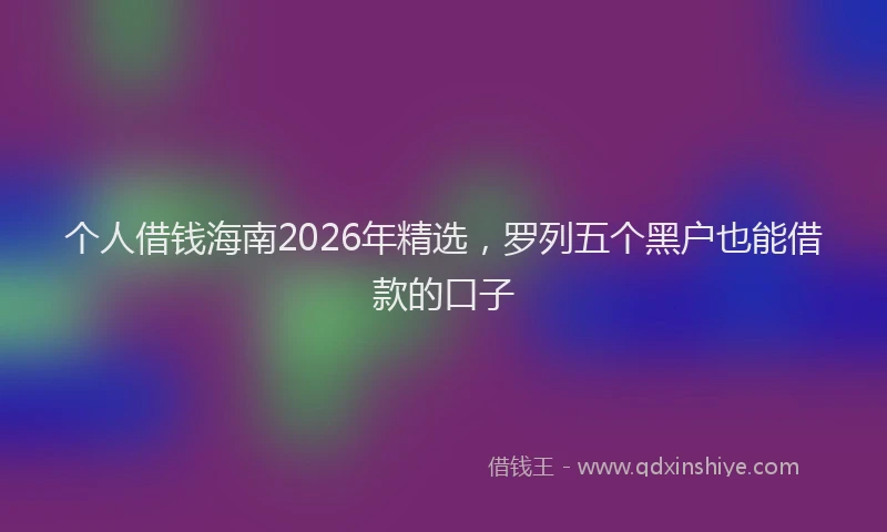 个人借钱海南2026年精选，罗列五个黑户也能借款的口子