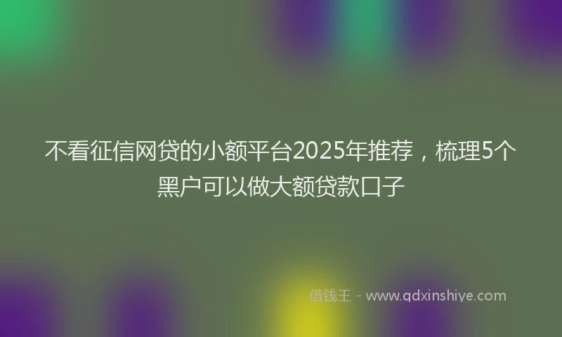 不看征信网贷的小额平台2025年推荐，梳理5个黑户可以做大额贷款口子