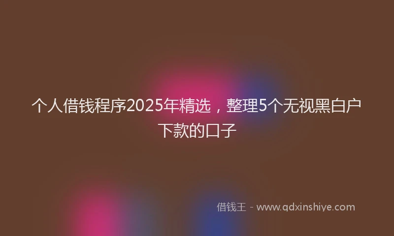 个人借钱程序2025年精选，整理5个无视黑白户下款的口子