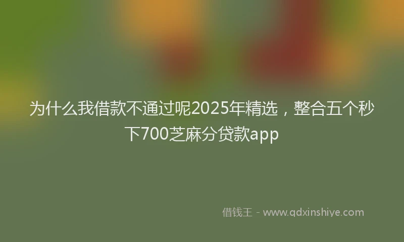 为什么我借款不通过呢2025年精选，整合五个秒下700芝麻分贷款app