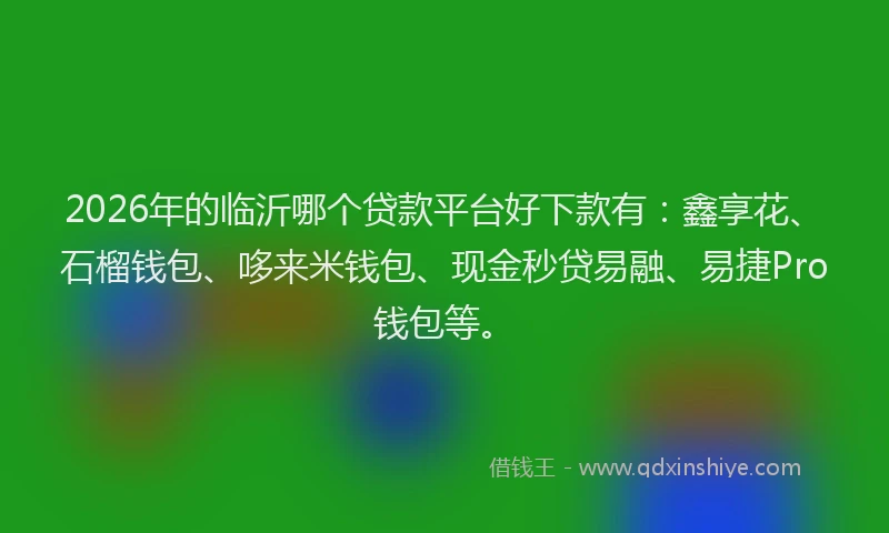 2026年的临沂哪个贷款平台好下款有：鑫享花、石榴钱包、哆来米钱包、现金秒贷易融、易捷Pro钱包等。