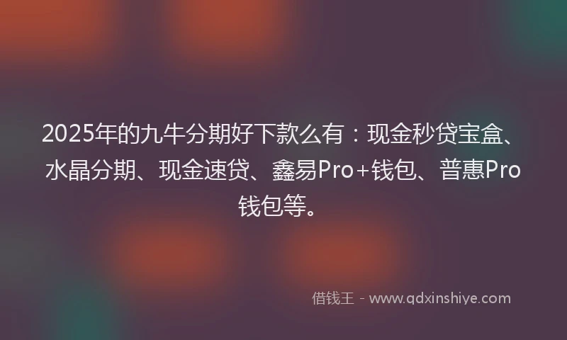 2025年的九牛分期好下款么有：现金秒贷宝盒、水晶分期、现金速贷、鑫易Pro+钱包、普惠Pro钱包等。