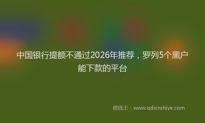 中国银行提额不通过2026年推荐，罗列5个黑户能下款的平台