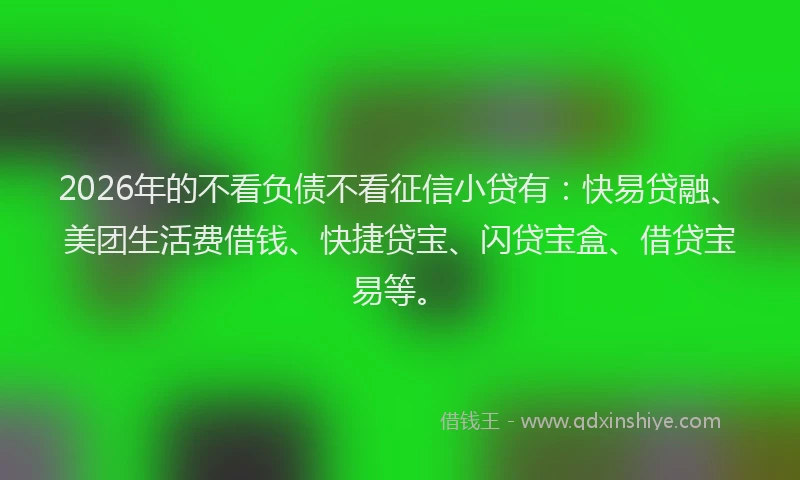 2026年的不看负债不看征信小贷有：快易贷融、美团生活费借钱、快捷贷宝、闪贷宝盒、借贷宝易等。