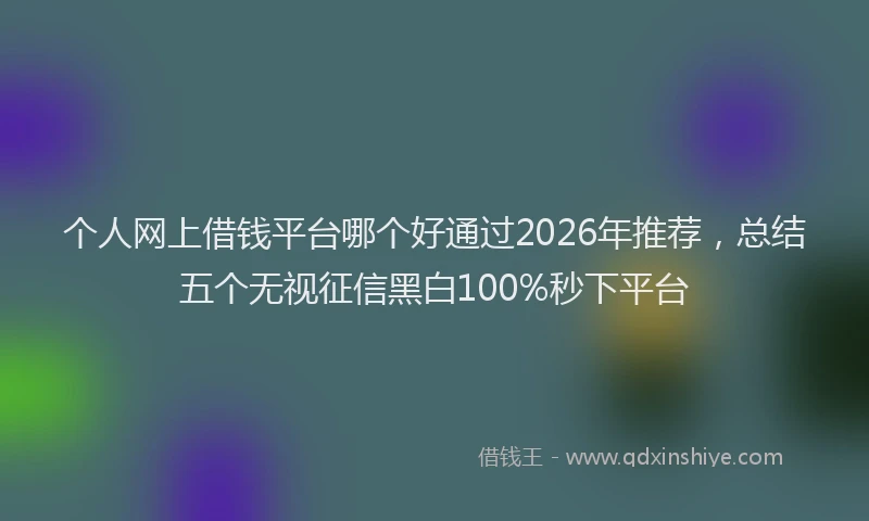个人网上借钱平台哪个好通过2026年推荐,总结五个无视征信黑白100%秒下平台