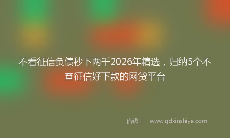 不看征信负债秒下两千2026年精选，归纳5个不查征信好下款的网贷平台