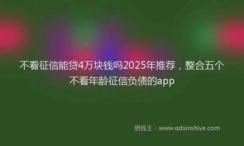 不看征信能贷4万块钱吗2025年推荐，整合五个不看年龄征信负债的app