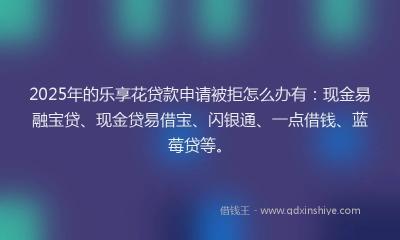 2025年的乐享花贷款申请被拒怎么办有：现金易融宝贷、现金贷易借宝、闪银通、一点借钱、蓝莓贷等。