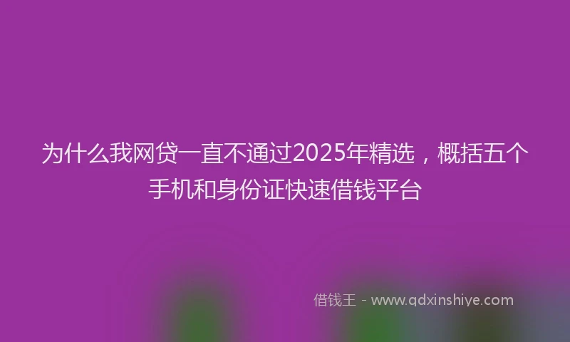 为什么我网贷一直不通过2025年精选，概括五个手机和身份证快速借钱平台