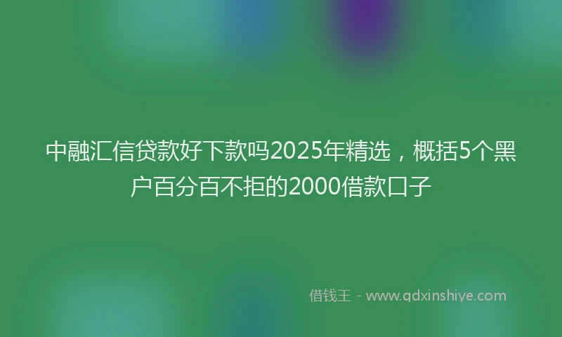 中融汇信贷款好下款吗2025年精选，概括5个黑户百分百不拒的2000借款口子
