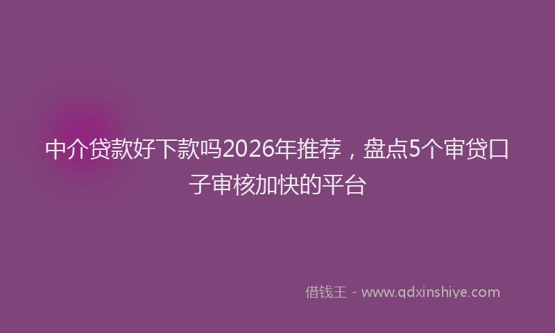 中介贷款好下款吗2026年推荐，盘点5个审贷口子审核加快的平台