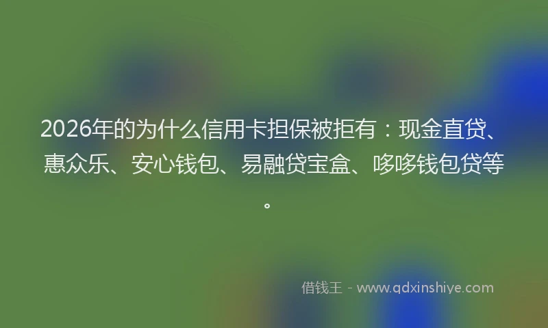 2026年的为什么信用卡担保被拒有:现金直贷、惠众乐、安心钱包、易融贷宝盒、哆哆钱包贷等。