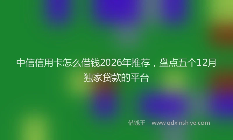中信信用卡怎么借钱2026年推荐，盘点五个12月独家贷款的平台