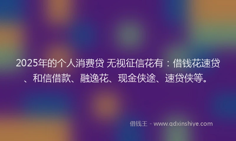 2025年的个人消费贷 无视征信花有：借钱花速贷、和信借款、融逸花、现金侠途、速贷侠等。