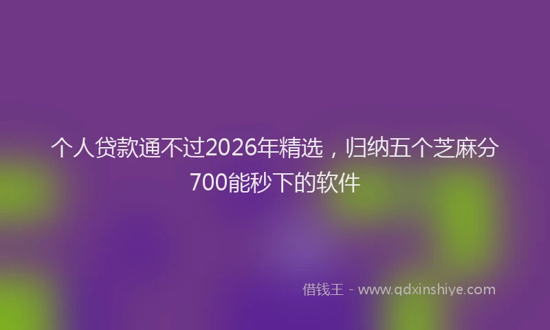 个人贷款通不过2026年精选，归纳五个芝麻分700能秒下的软件