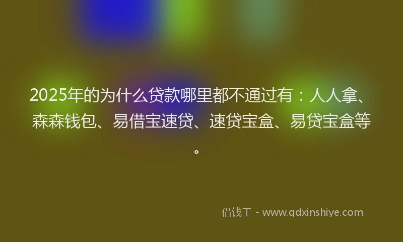 2025年的为什么贷款哪里都不通过有：人人拿、森森钱包、易借宝速贷、速贷宝盒、易贷宝盒等。