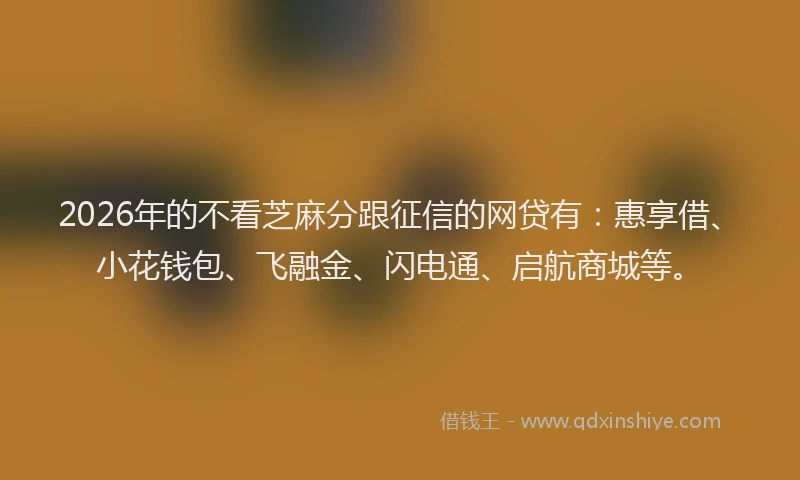 2026年的不看芝麻分跟征信的网贷有:惠享借、小花钱包、飞融金、闪电通、启航商城等。