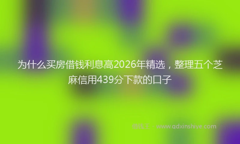 为什么买房借钱利息高2026年精选，整理五个芝麻信用439分下款的口子