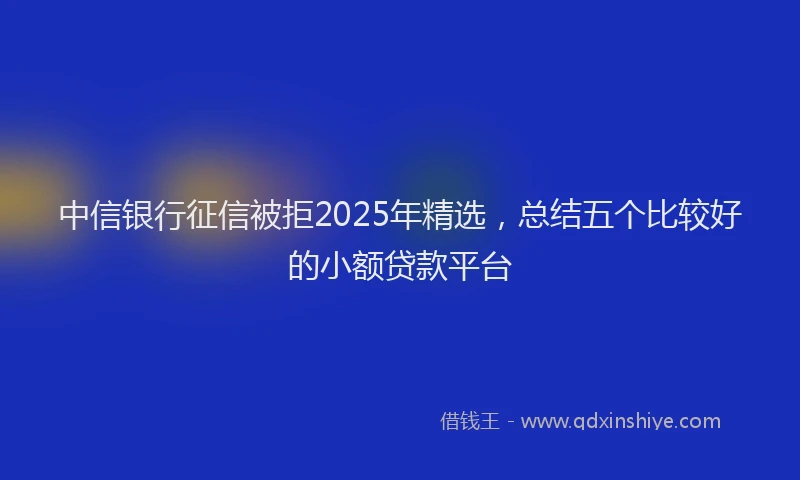 中信银行征信被拒2025年精选，总结五个比较好的小额贷款平台