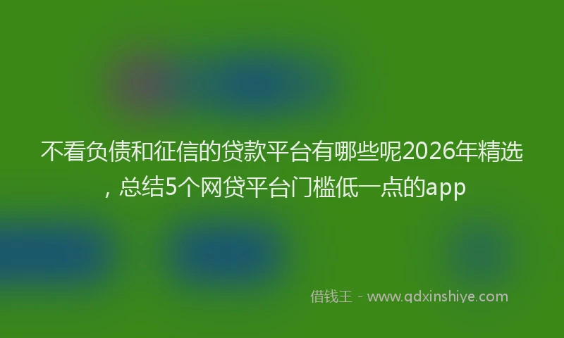 不看负债和征信的贷款平台有哪些呢2026年精选,总结5个网贷平台门槛低一点的app