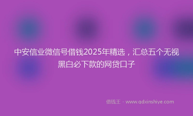 中安信业微信号借钱2025年精选，汇总五个无视黑白必下款的网贷口子