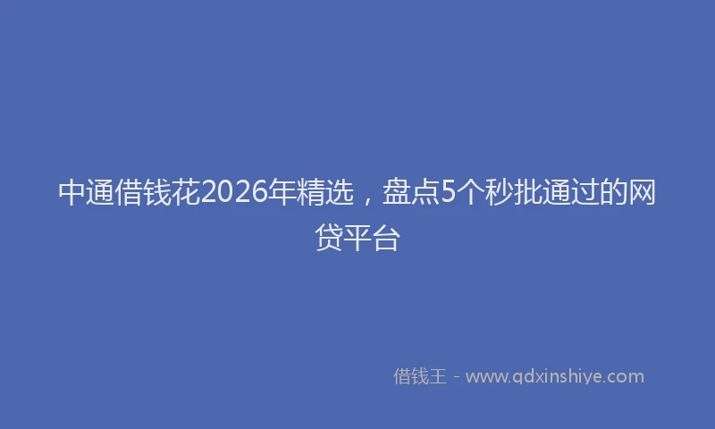 中通借钱花2026年精选，盘点5个秒批通过的网贷平台