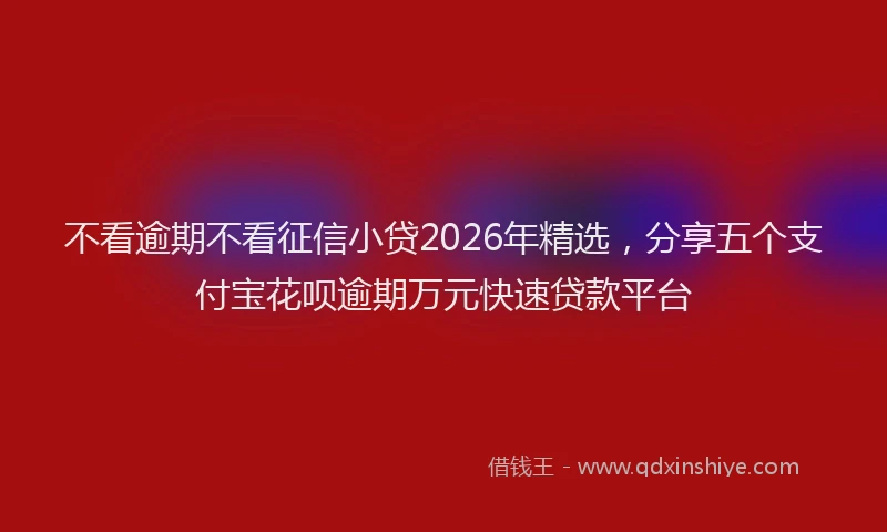 不看逾期不看征信小贷2026年精选，分享五个支付宝花呗逾期万元快速贷款平台