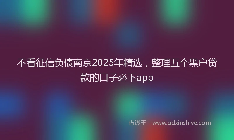 不看征信负债南京2025年精选，整理五个黑户贷款的口子必下app