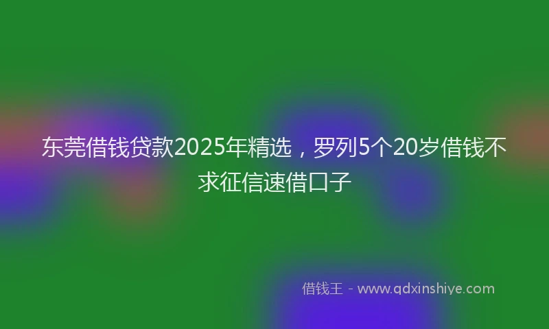 东莞借钱贷款2025年精选,罗列5个20岁借钱不求征信速借口子