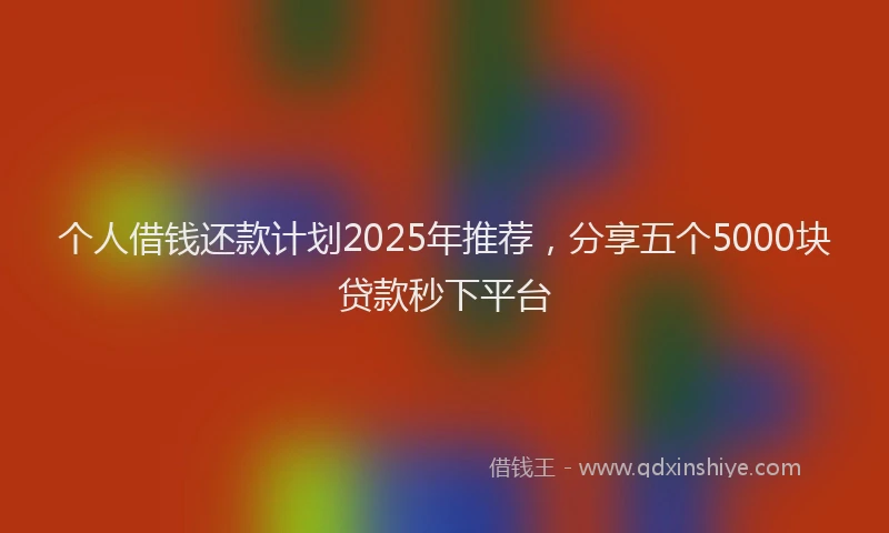 个人借钱还款计划2025年推荐，分享五个5000块贷款秒下平台