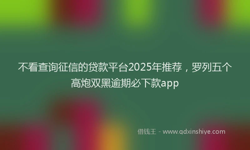 不看查询征信的贷款平台2025年推荐，罗列五个高炮双黑逾期必下款app