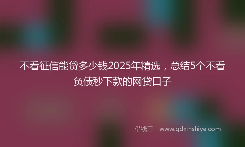 不看征信能贷多少钱2025年精选，总结5个不看负债秒下款的网贷口子