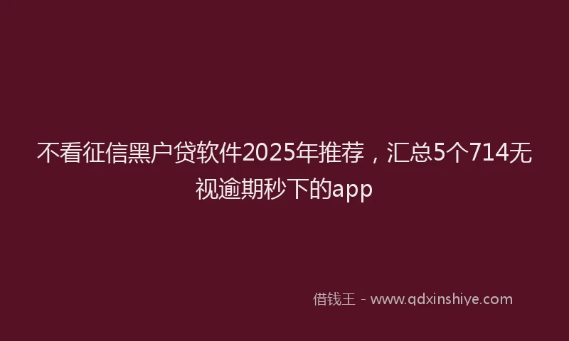 不看征信黑户贷软件2025年推荐，汇总5个714无视逾期秒下的app