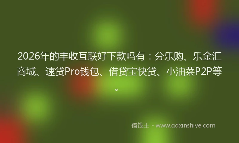 2026年的丰收互联好下款吗有:分乐购、乐金汇商城、速贷Pro钱包、借贷宝快贷、小油菜P2P等。