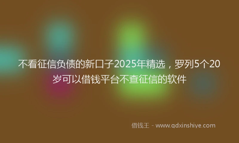 不看征信负债的新口子2025年精选，罗列5个20岁可以借钱平台不查征信的软件