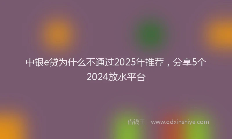 中银e贷为什么不通过2025年推荐，分享5个2024放水平台
