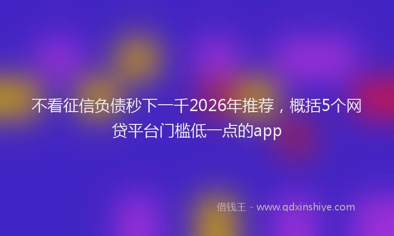 不看征信负债秒下一千2026年推荐，概括5个网贷平台门槛低一点的app