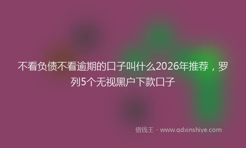 不看负债不看逾期的口子叫什么2026年推荐,罗列5个无视黑户下款口子