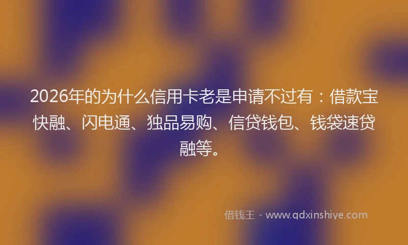 2026年的为什么信用卡老是申请不过有：借款宝快融、闪电通、独品易购、信贷钱包、钱袋速贷融等。